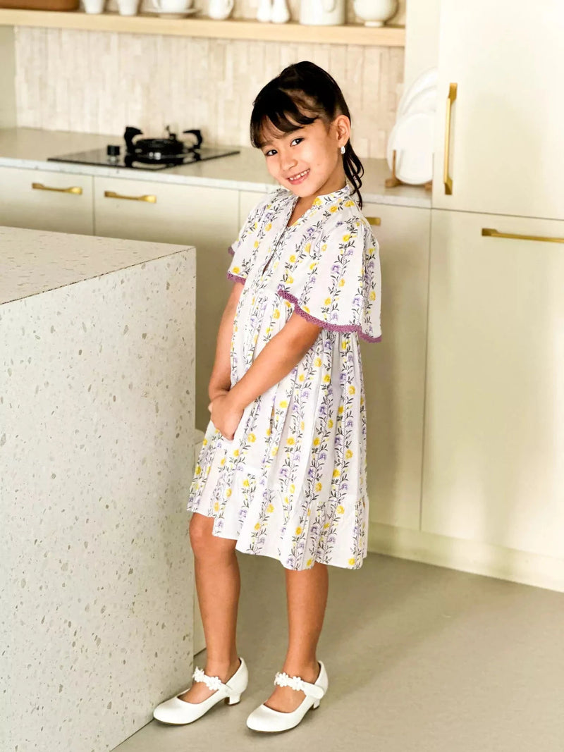 Mini Lilac Florid Long Dress Baby & Toddler Dresses  - Sowears