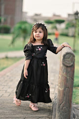 Nova Black Embroidered Dress