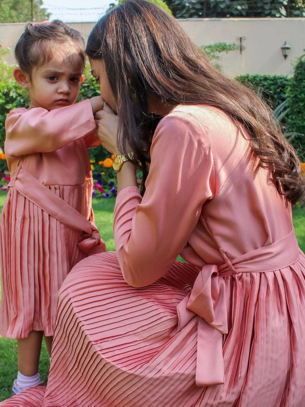 Mini Peach Pleated Dress Baby & Toddler Dresses  - Sowears