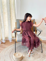 Mini Pecan Rose Long Dress for Girls Baby & Toddler Dresses  - Sowears