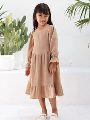 Mini Rua Beige Dress For Girls