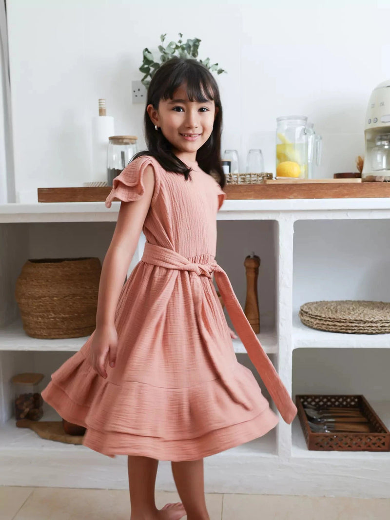 Mini Sloane Pastel Pink Dress For Girls Baby & Toddler Dresses  - Sowears