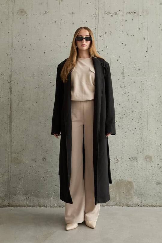 Muse Long Coat - Black Coats & Jackets  - Sowears