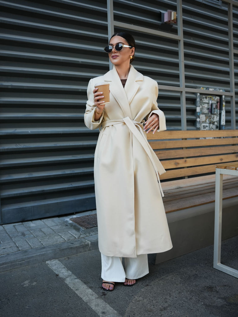 Muse Long Coat - Cream Coats & Jackets  - Sowears