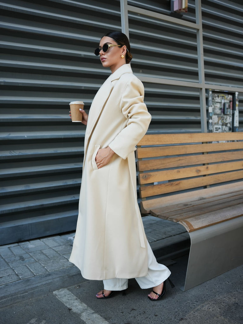 Muse Long Coat - Cream Coats & Jackets  - Sowears