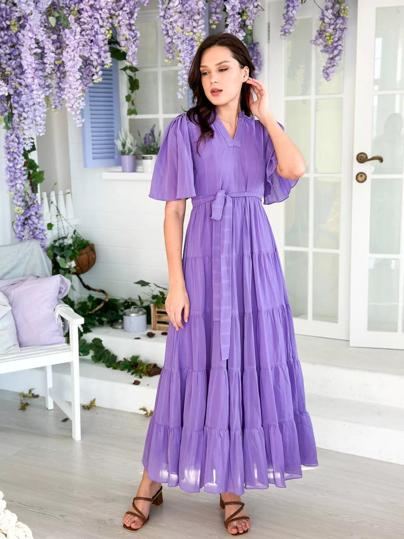 Amethyst Lilac Long Dress Dresses  - Sowears