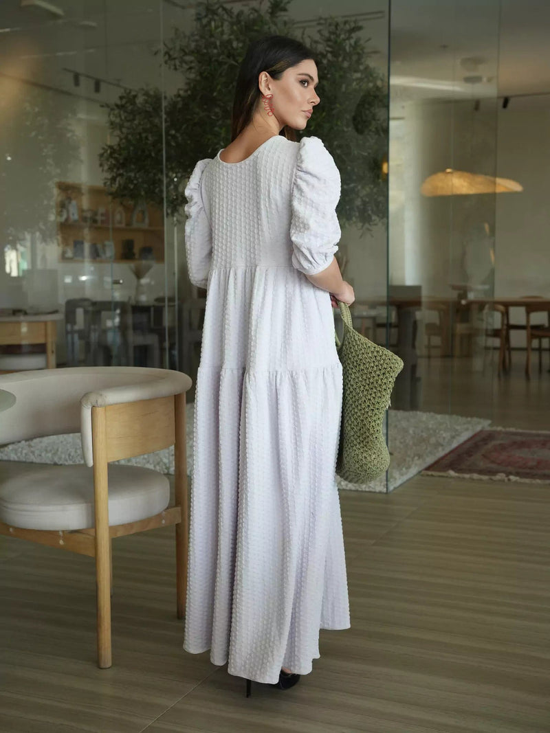 Amora Lilac Textured Long Dress Dresses  - Sowears