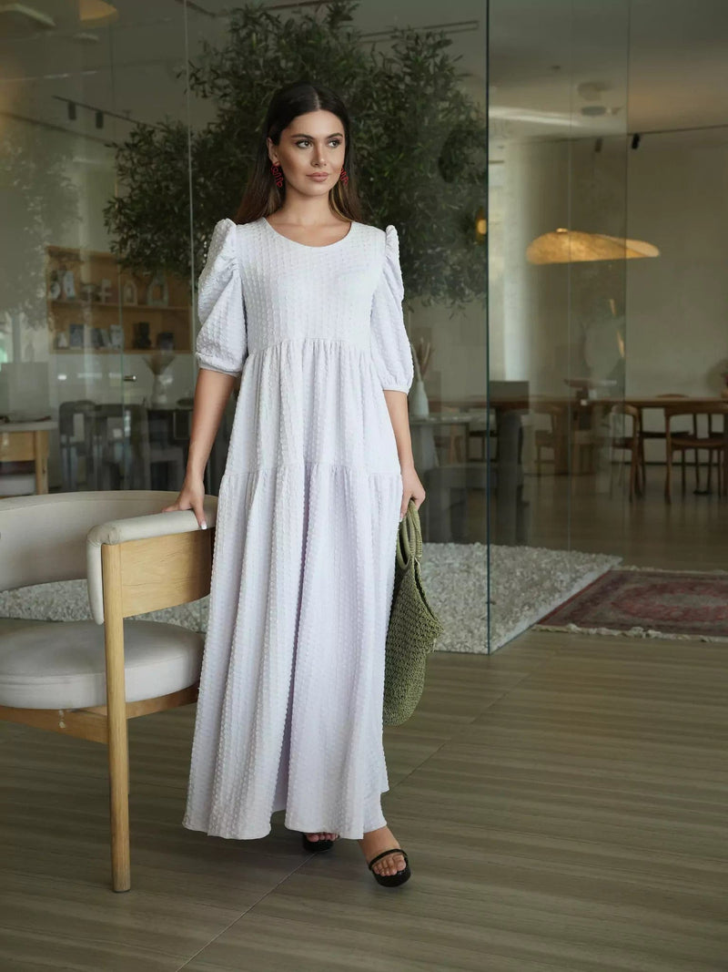 Amora Lilac Textured Long Dress Dresses  - Sowears