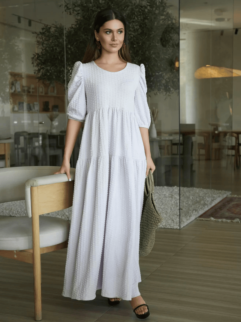 Amora Lilac Textured Long Dress Dresses  - Sowears