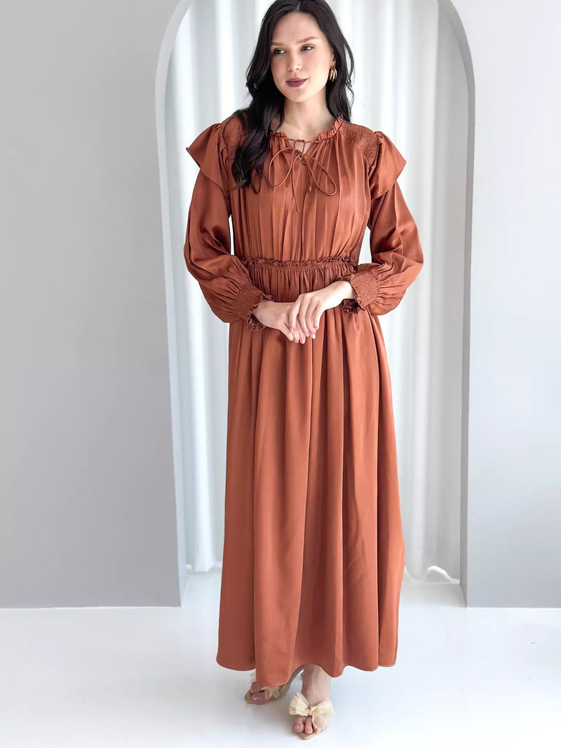 Anastasia Long Dress - Brown Dresses  - Sowears