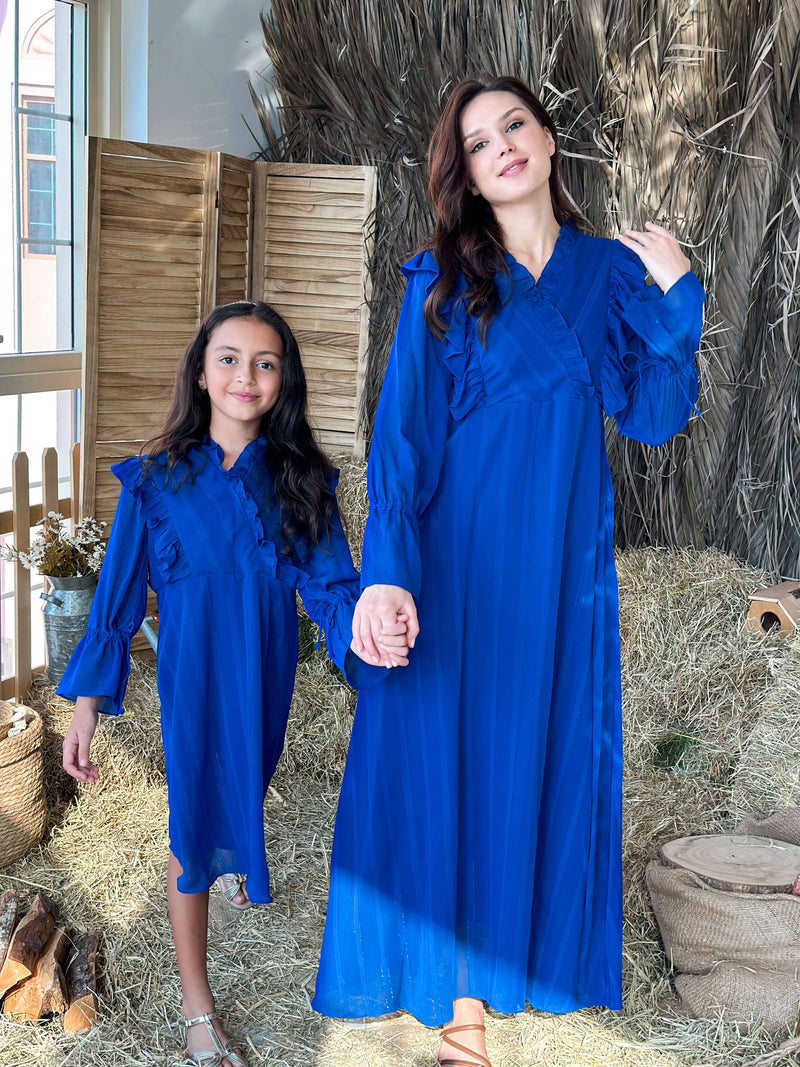 Aqua Marine Solid Long Dress - Blue Dresses  - Sowears