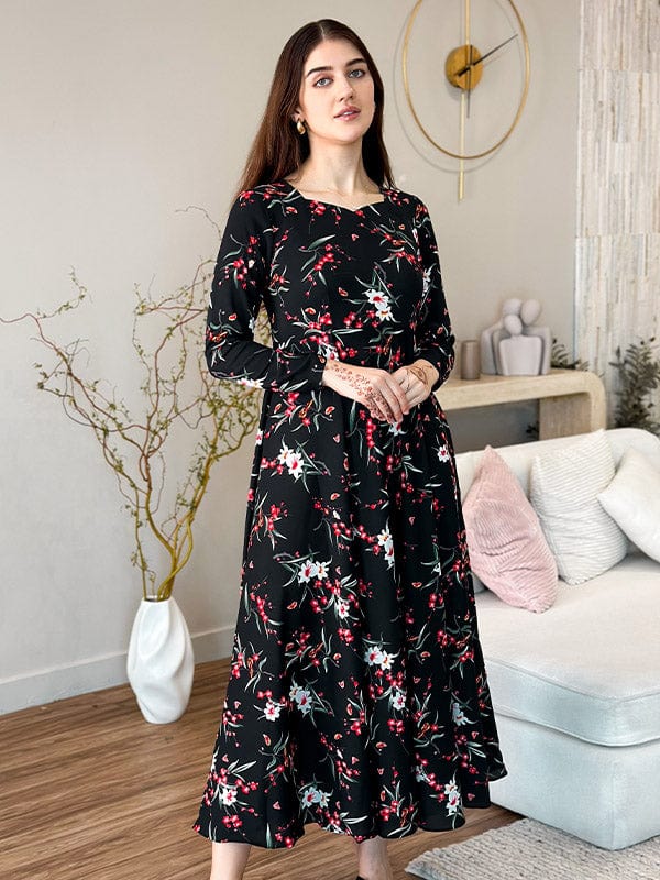 Ashlyn Black Floral Dress Dresses  - Sowears