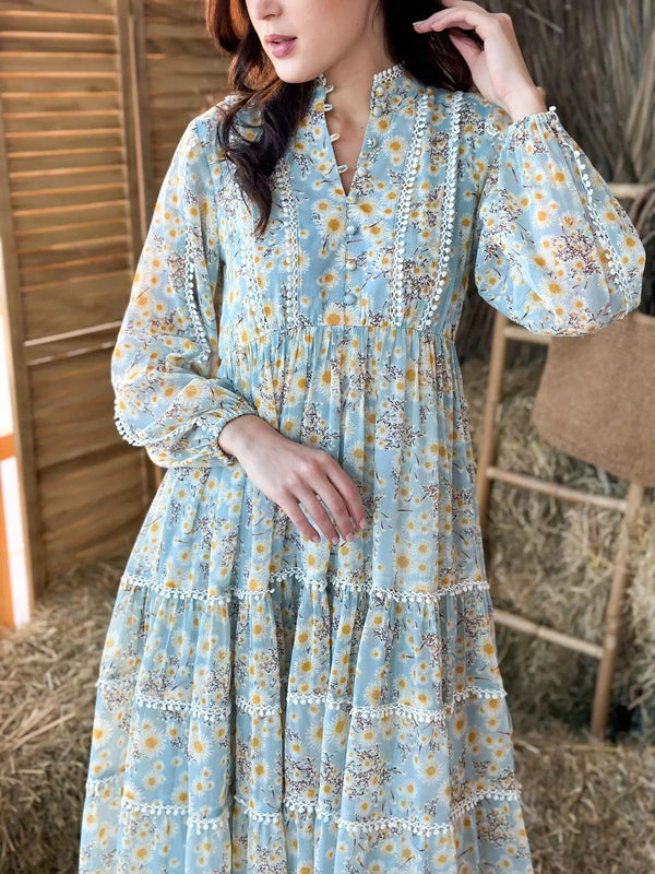 Audra Floral Lace Long Dress