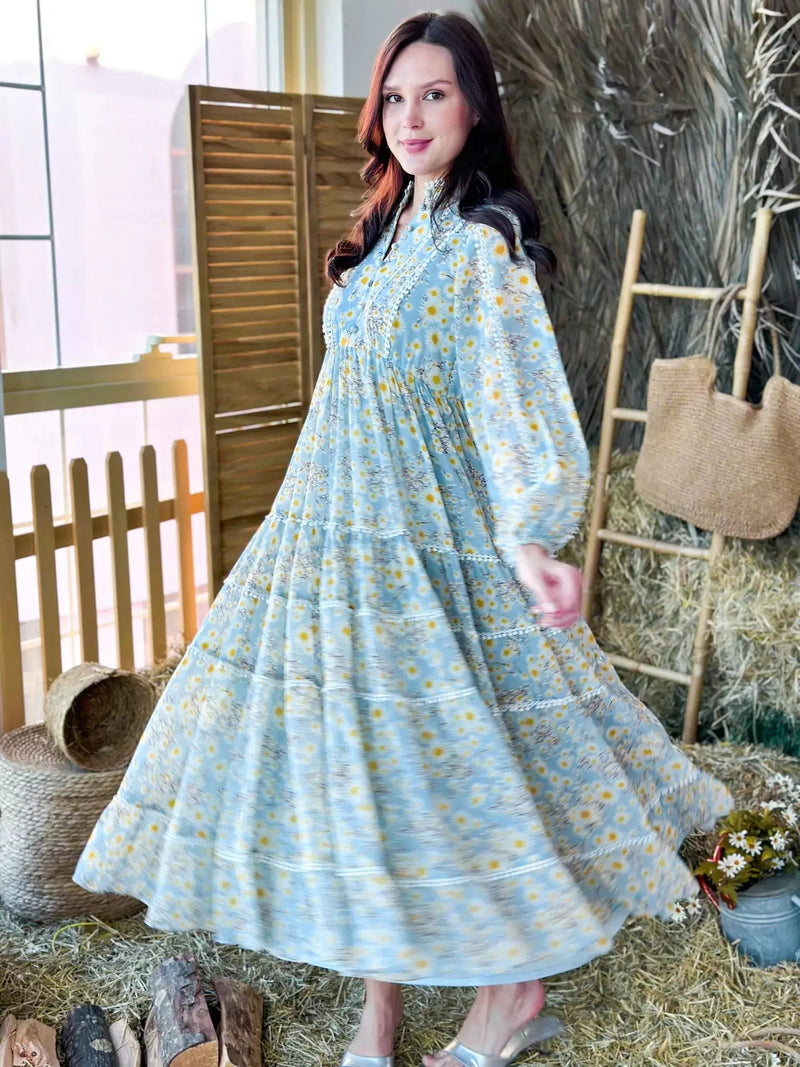 Audra Floral Lace Long Dress Dresses  - Sowears