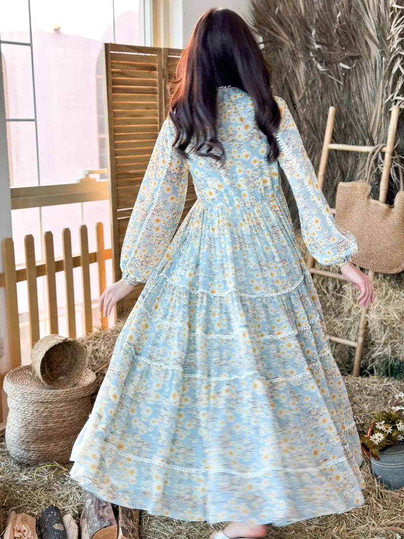 Audra Floral Lace Long Dress