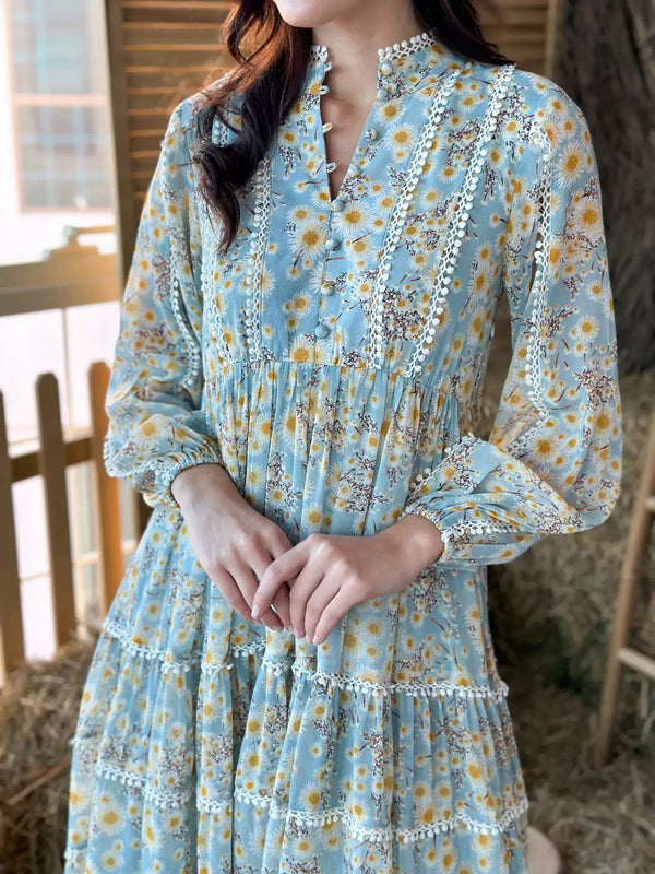 Audra Floral Lace Long Dress
