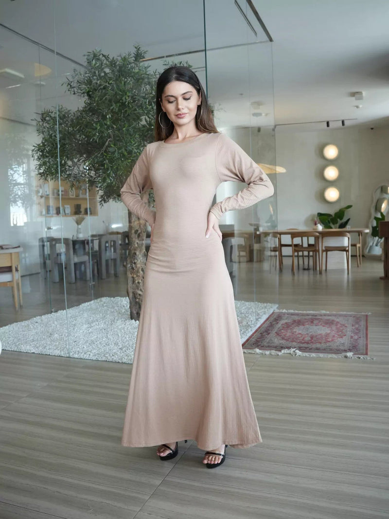 Beige Knit Wear Dress Dresses  - Sowears