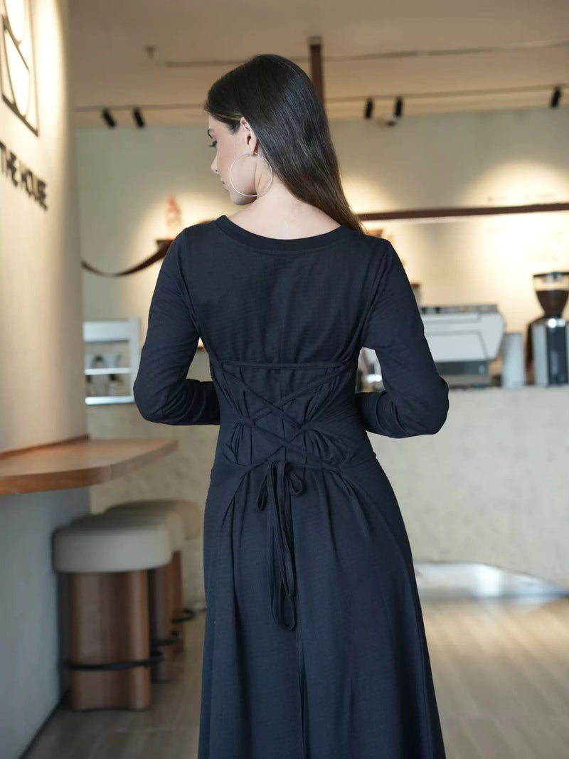 Black Knit Wear Dress Dresses  - Sowears