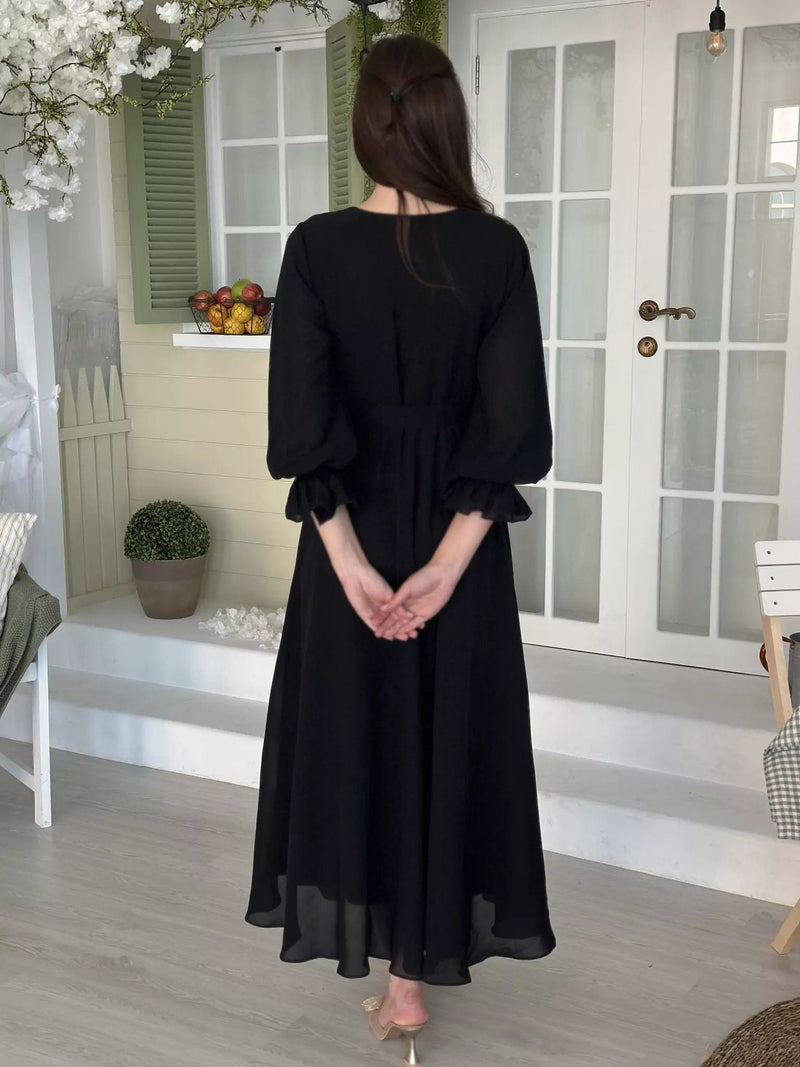 Black Solid Dress Dresses  - Sowears