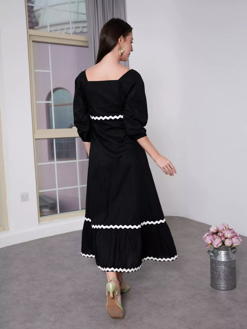 Black Swirl Long Dress Dresses  - Sowears