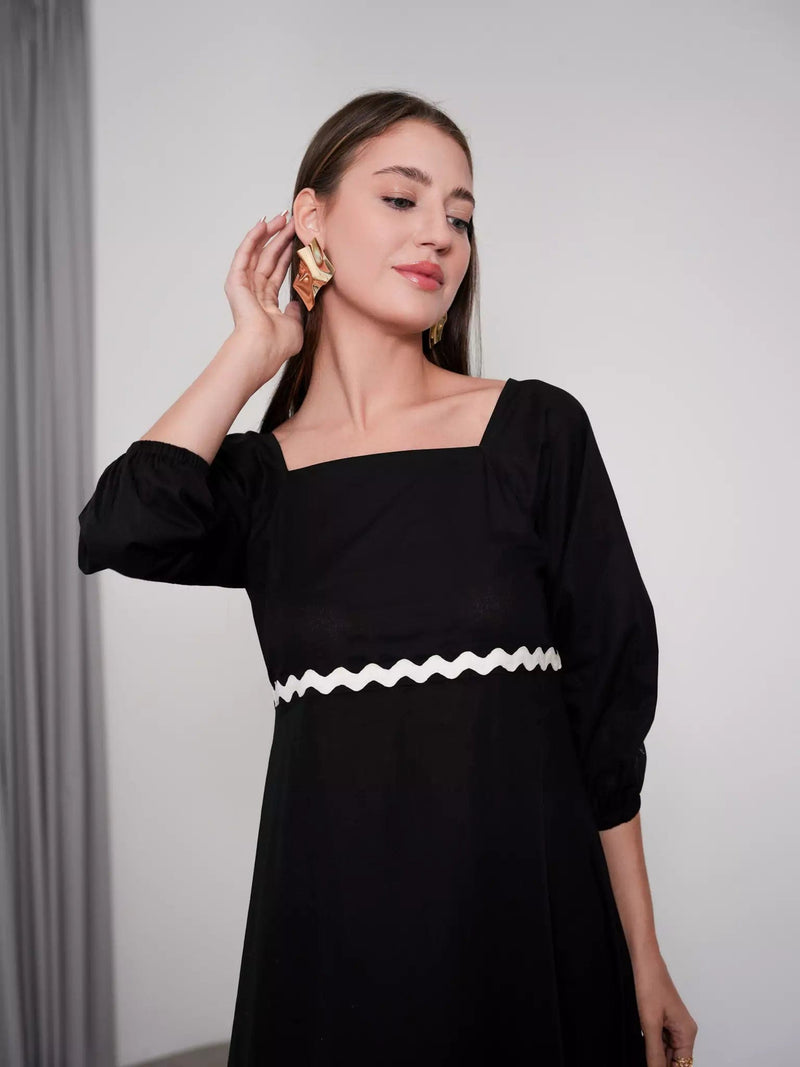 Black Swirl Long Dress Dresses  - Sowears