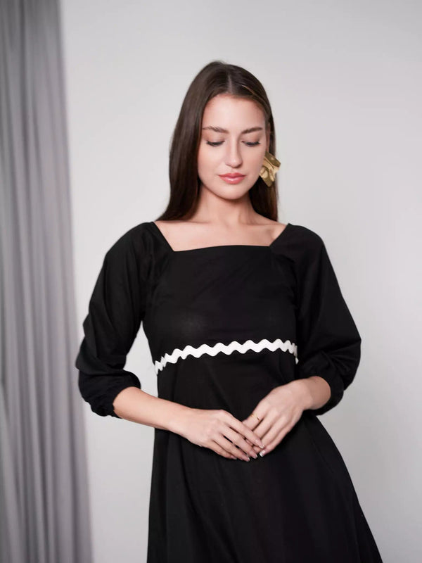 Black Swirl Long Dress Dresses  - Sowears