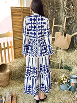 Blue Merry Geometric Dress - Blue and White Dresses  - Sowears