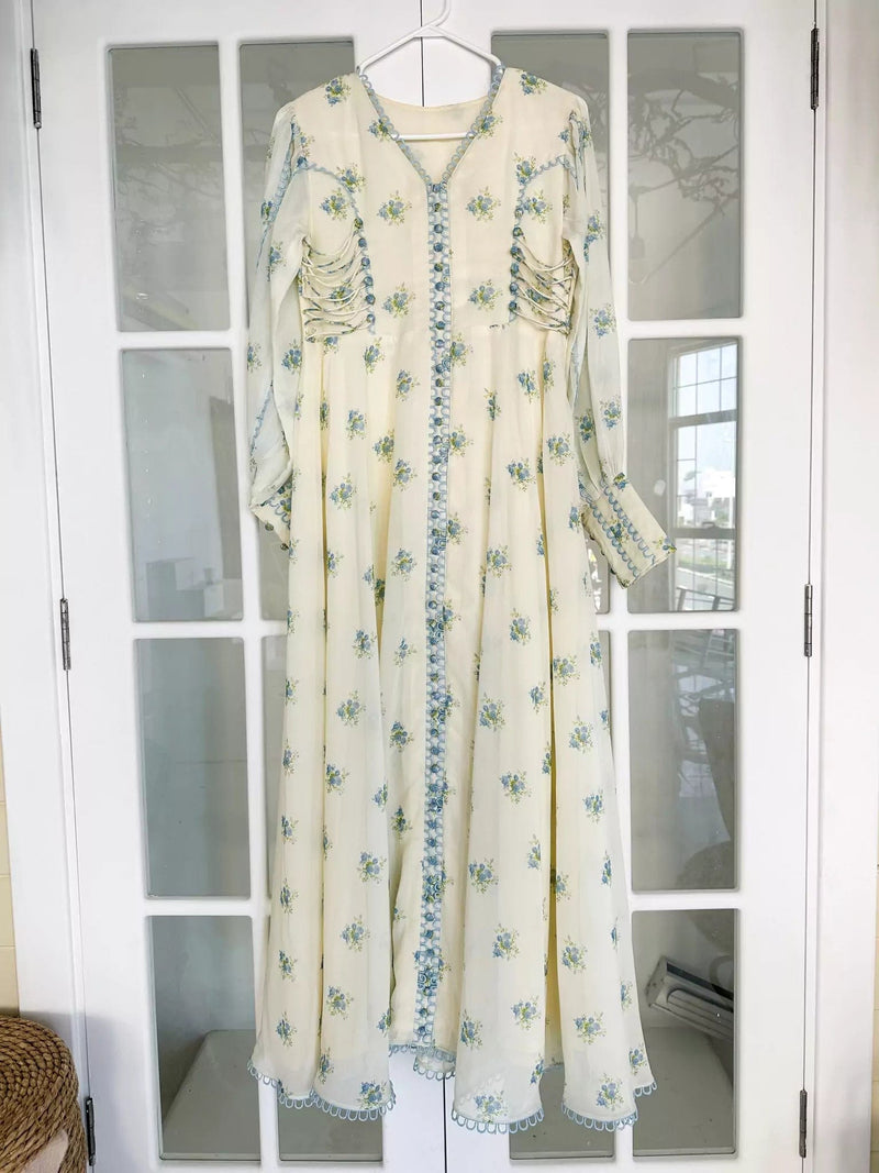 Blue Poppy Long Floral Dress Dresses  - Sowears