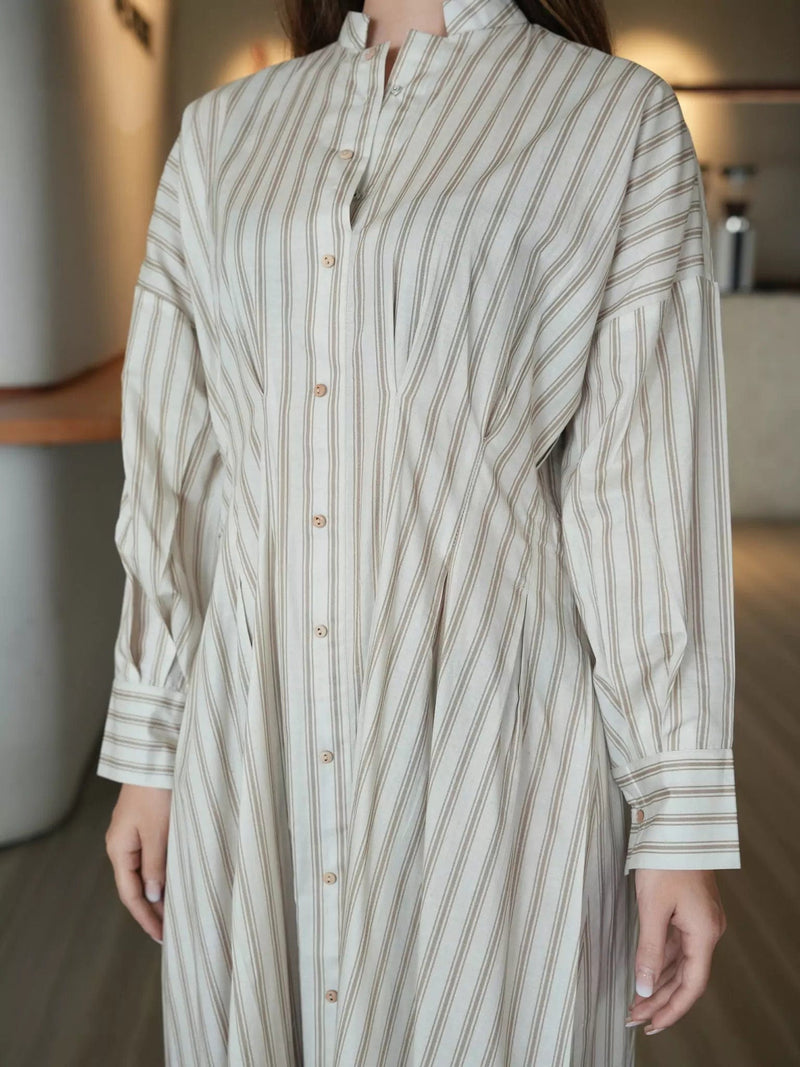 Braun Stripe Long Dress Dresses  - Sowears