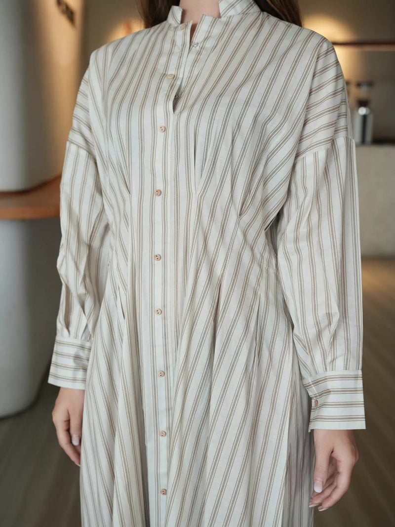 Braun Stripe Long Dress Dresses  - Sowears