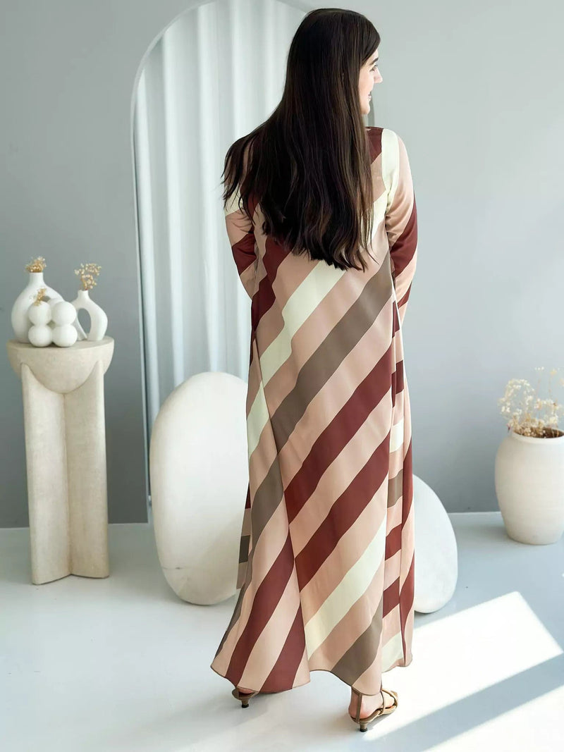 Caffeine Stripes Long Dress Dresses  - Sowears