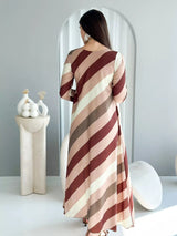 Caffeine Stripes Long Dress Dresses  - Sowears