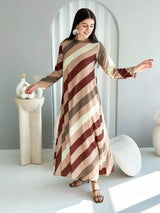 Caffeine Stripes Long Dress Dresses  - Sowears