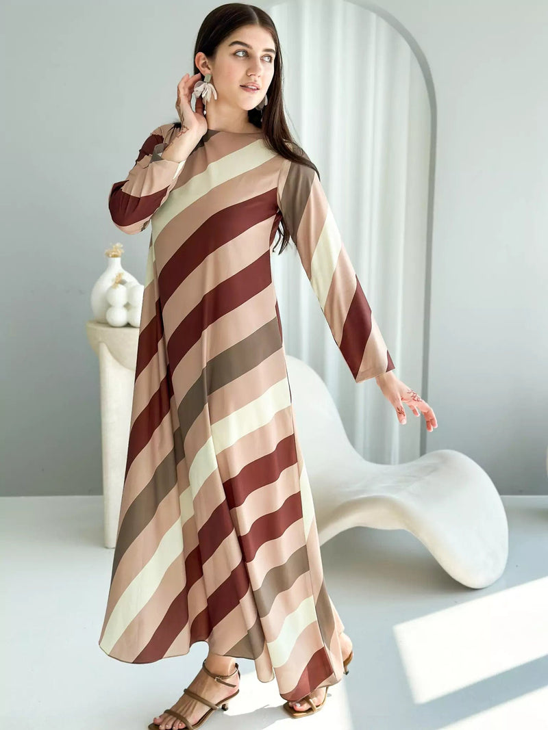 Caffeine Stripes Long Dress Dresses  - Sowears