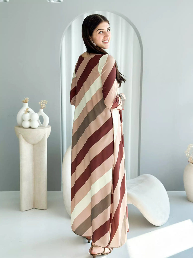 Caffeine Stripes Long Dress Dresses  - Sowears