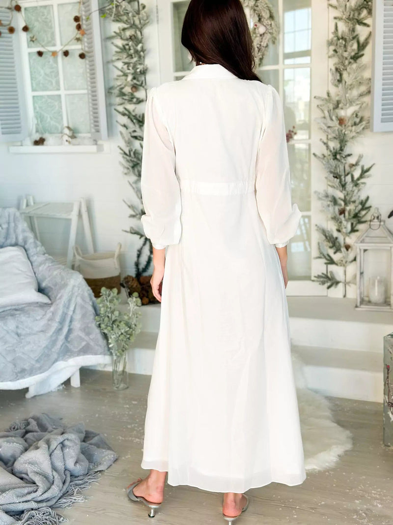 Cane White Long Dress Dresses  - Sowears