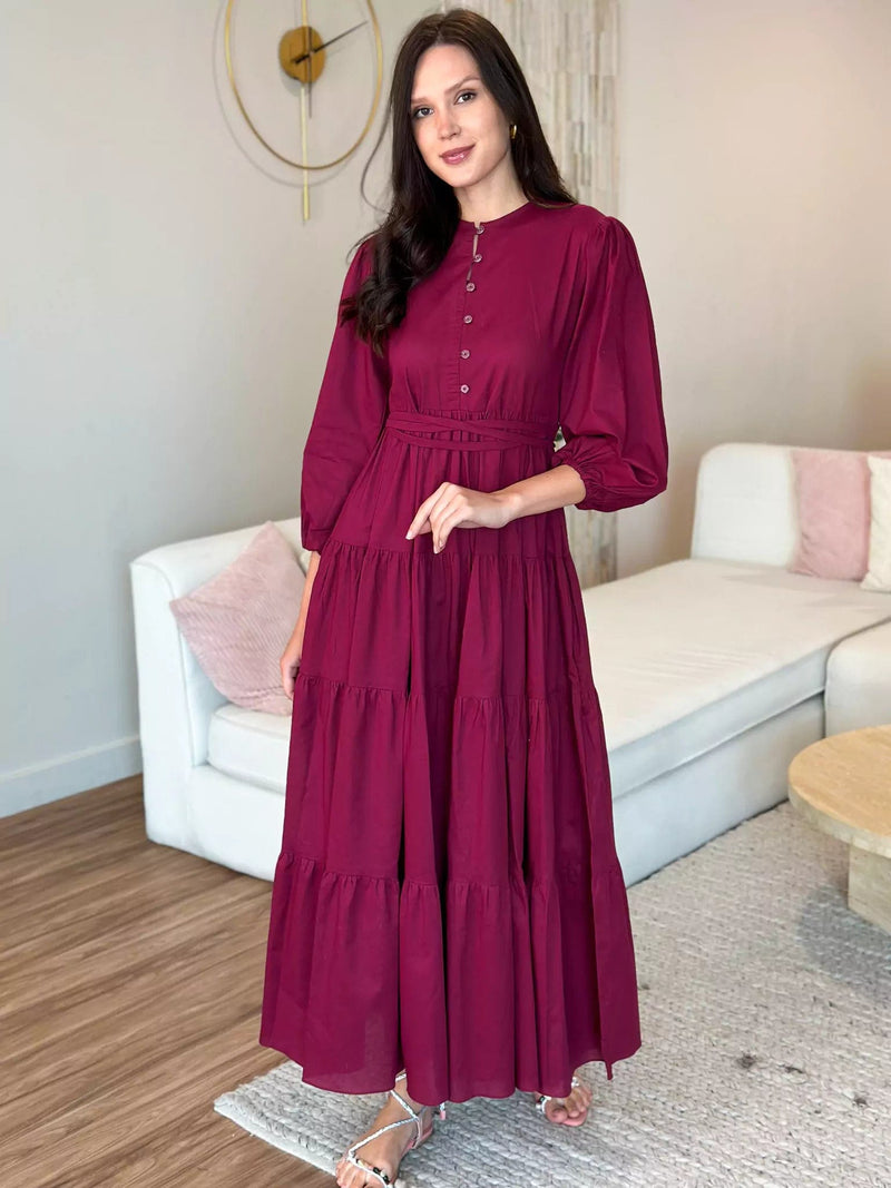 Cardinal Cotton Long Dress Dresses  - Sowears