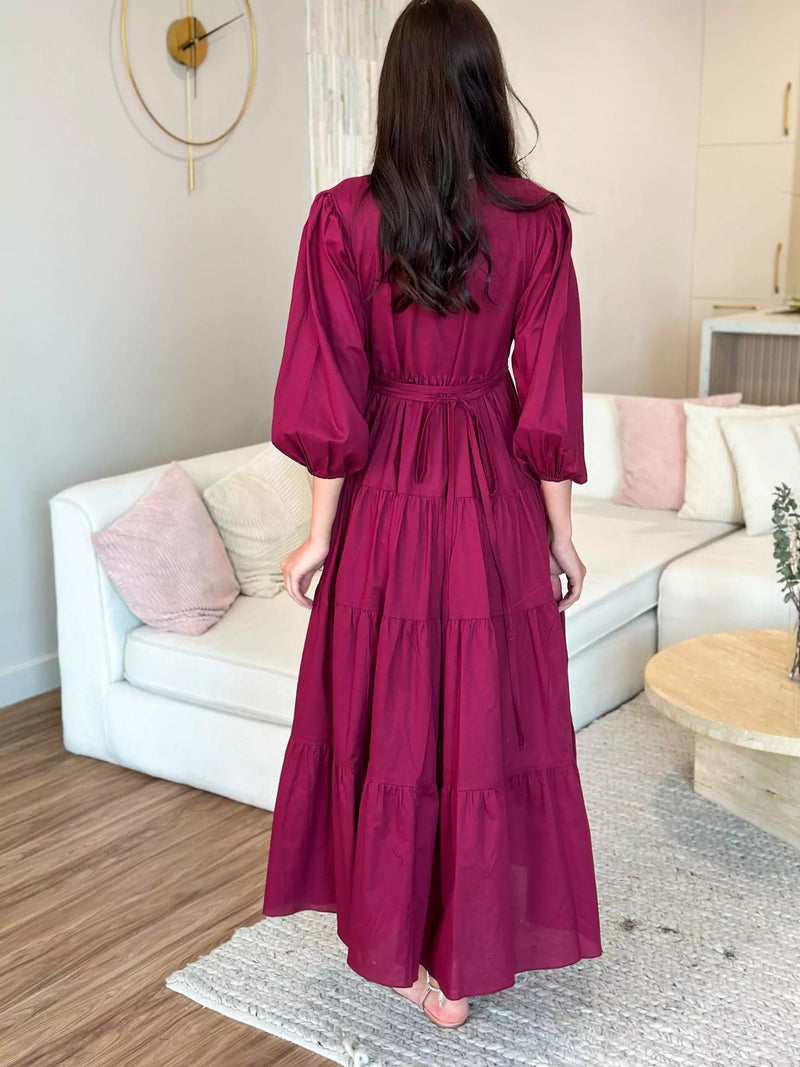 Cardinal Cotton Long Dress Dresses  - Sowears