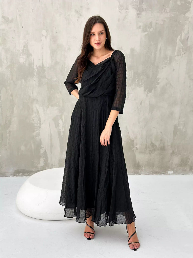 Caroline Texture Dress - Black Dresses  - Sowears