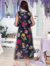 back of floral crepe dress by sowears