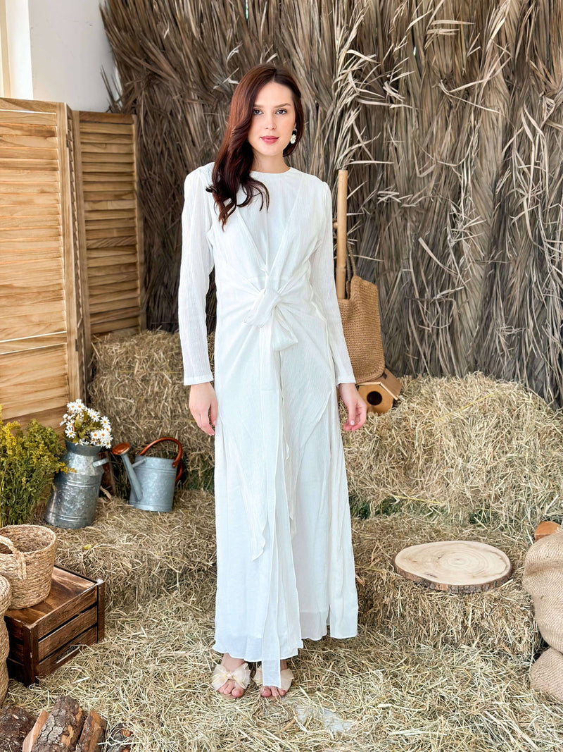 Classic White Wrap Dress Dresses  - Sowears