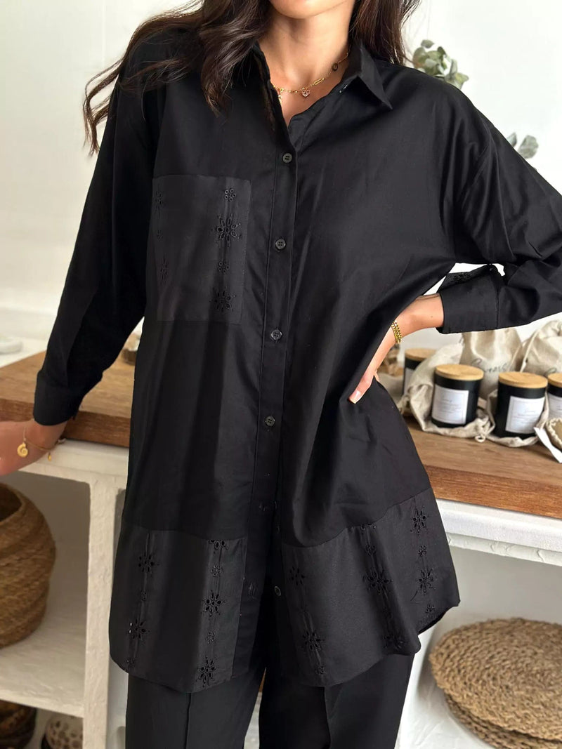 Coal Black Button Down Shirt Dresses  - Sowears