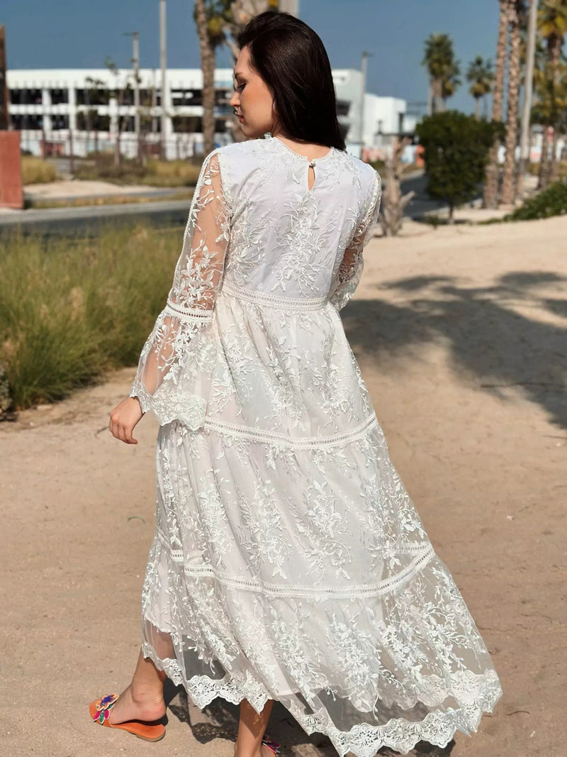 Crystal Long Dress - White Dresses  - Sowears