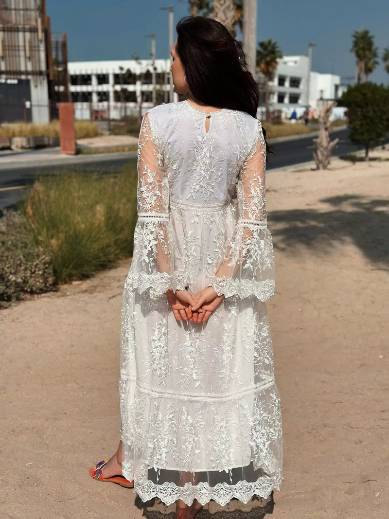 Crystal Long Dress - White Dresses  - Sowears