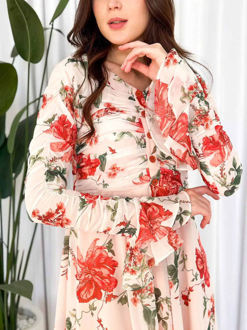 Dahlia Floral Long Dress Dresses  - Sowears