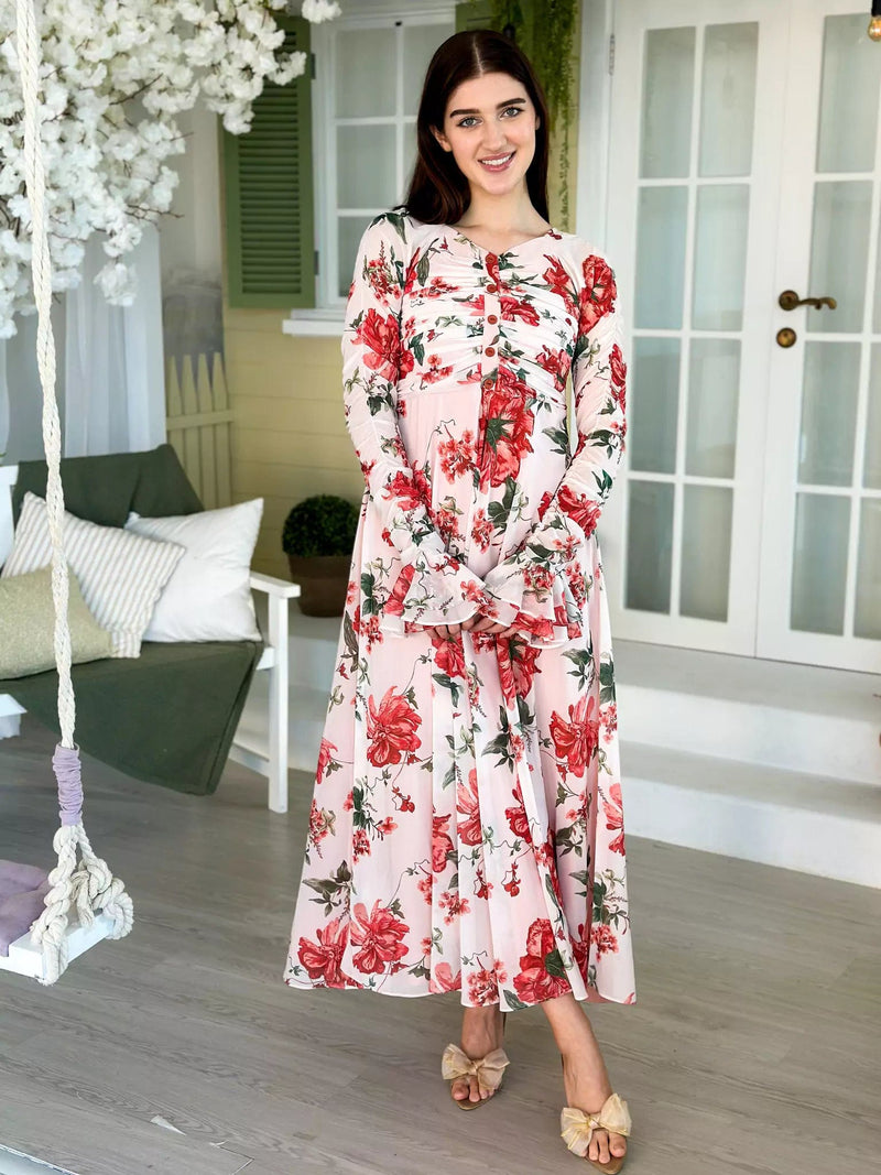 Dahlia Floral Long Dress Dresses  - Sowears