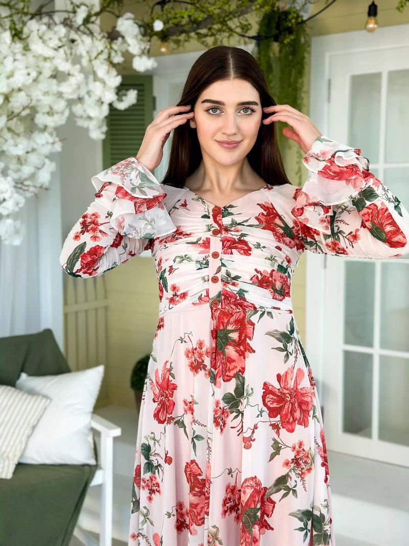 Dahlia Floral Long Dress Dresses  - Sowears