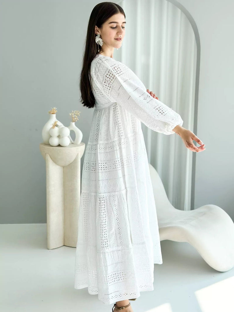 Enchanting Dream Cut Work Embroidered Dress Dresses  - Sowears