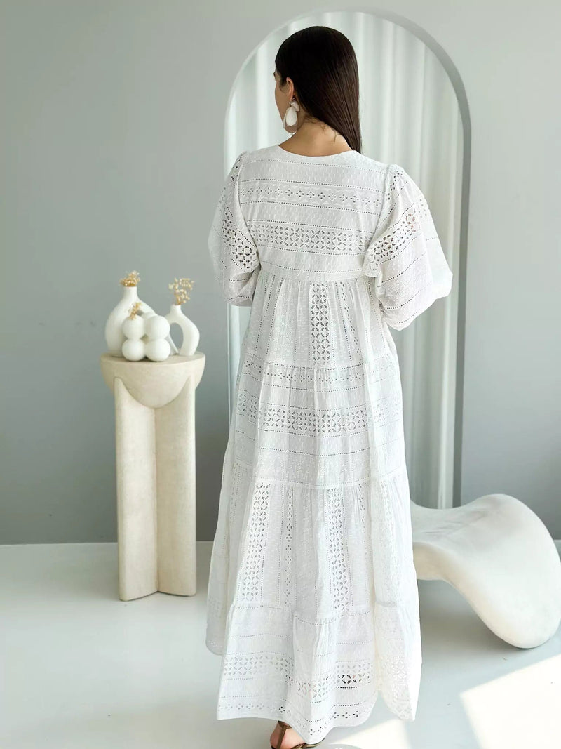 Enchanting Dream Cut Work Embroidered Dress Dresses  - Sowears