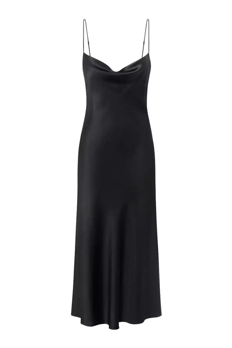 Fern Black Silk Sleeveless Dress Dresses  - Sowears